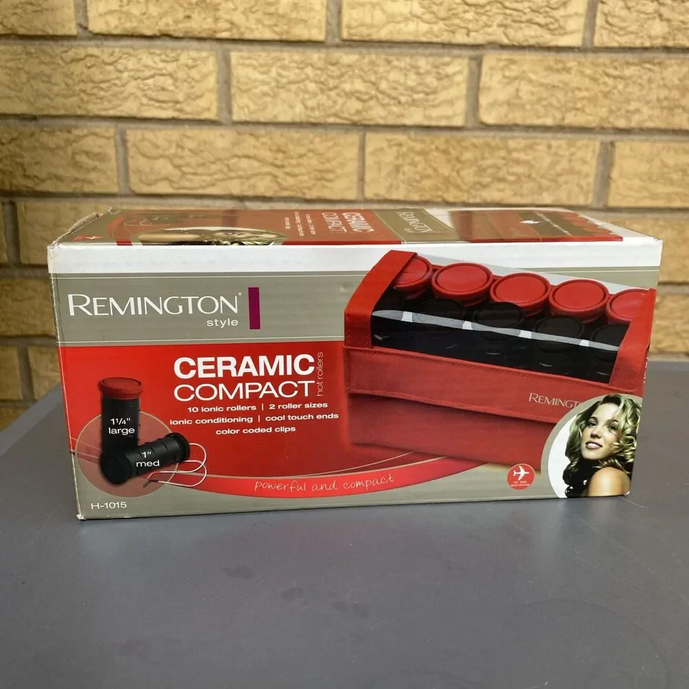Remington Compact Ceramic Hot  Rollers Cool Touch 2 Sizes 10 Rollers H-1015